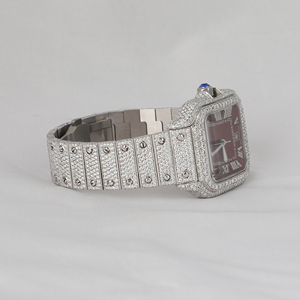 Luxury Leb Grown Diamond Iced Out Watch for Men Roman Dial <b>Automatic</b> <b>Wristwatch</b> with Stainless Steel Hip Hop Watch - Product Image 5