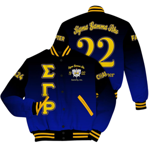 Sigma Gamma Rho 1922 Inspirado Royal Blue Varsity Letterman Jacket Premium SGRho Greek Poodle Pride Coat - Product Image 3