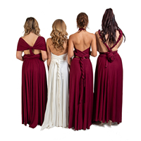 Robe de mariée artisanale rouge convertible style bohème, longueur cheville, pour demoiselle d'honneur, fabriquée en Italie, personnalisée en tissu de bambou