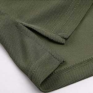 <b>Men's</b> 100% Cotton Textured Knit Short Sleeve for <b>Shirt</b> <b>Green</b> with Solid Pattern Breathable Anti-Wrinkle Outdoor Custom Size - Product Image 4