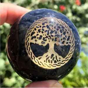 Esfera de Energía Orgonita Feng Shui, Símbolo OM, Protección EMF, Bola de Cristal, Lapislázuli, Resina, Base Dorada, Estilo Amor, Gran Venta - Product Image 3