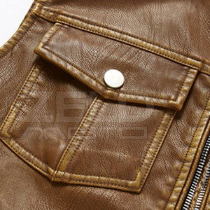 Chaleco de cuero genuino para hombre, Chaleco de cuero de moda para uso en invierno, Chaleco de cuero recién llegado a la venta - Product Image 5