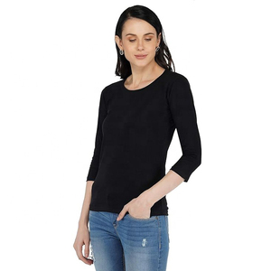 Superventas de las mujeres de alta calidad de algodón gimnasio ropa deportiva de gran tamaño Borgoña Camisetas cuello redondo XL estampado Casual Crop verano deportes - Product Image 3