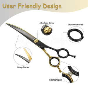 Ciseaux de toilettage pour animaux de compagnie avec embouts ronds de sécurité pour chats et chiens adaptés à la coupe des poils des oreilles et des pattes du visage - Product Image 4