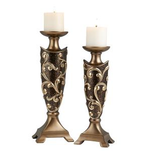 Support à bougie en métal, porte-bougie pour l'éclairage et la décoration de la maison, ensemble élégant avec finition antique, porte-bougie décoratif - Product Image 2