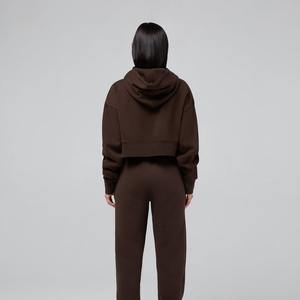 2025 femmes de haute qualité coton surdimensionné haut court à capuche personnalisé Hip Hop Style de rue col à capuche pour l'hiver - Product Image 4