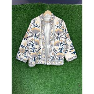 Handmade High Quality <b>Women's</b> <b>Velvet</b> <b>Jacket</b> Fashionable Reversible Cotton Material Stand Collar Pattern Decoration Breathable - Product Image 1