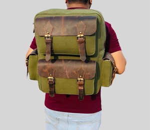 Sac à dos de luxe en cuir et toile de qualité supérieure, écologique, léger, durable, grande capacité, pour les voyages, l'école, la randonnée, les aventures en plein air - Product Image 1
