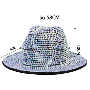 Thời trang sequin đầy đủ kim cương Bling Rhinestone Fedora <span class=keywords><strong>Hat</strong></span> hợp thời trang sáng bóng bên mũ cao bồi - Product Image 5