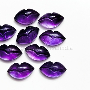 Natural <b>Purple</b> Amethyst Smooth Lips Shape Carved Gemstone Beads 15x9mm Amethyst Fancy Carving Charms for Jewelry Making in Bulk - Product Image 4