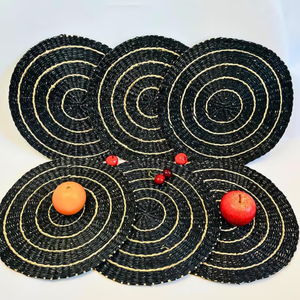 Sous-verres ronds en jonc de mer naturel tressé noir pour la décoration de table de fête d'Halloween en provenance du Vietnam - Product Image 2