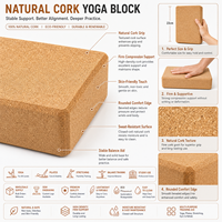 Brique de yoga en liège Pureflex écologique haute densité, bords arrondis, fournitures de fitness en gros, gravure laser, bloc de yoga OEM