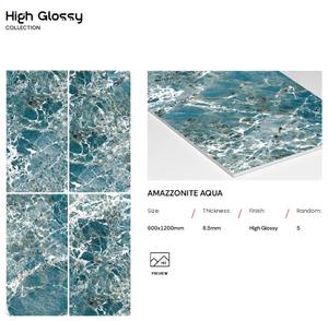 Carreaux de sol et de mur en porcelaine émaillée effet marbre brillant 600x1200mm, carreaux de qualité pour salle de bain, salon, maison, hôtel - Product Image 3