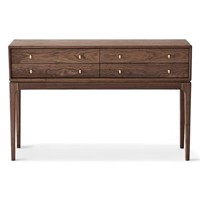 Console en teck massif de qualité supérieure, 4 tiroirs, design moderne avec miroir, pour entrée, villa, cuisine, appartement, hôtel, meuble d'appoint