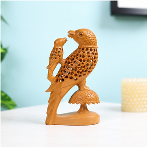 Sculpture artisanale en bois écologique de perroquet, figurine animale sculptée, décoration pour table de salon, artisanat traditionnel, art de mariage - Product Image 3