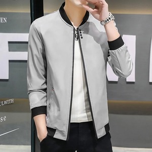 Spring and Autumn New Men's <b>Jacket</b> Coat Simple Solid Baseball Neck Zipper Windbreaker Coat <b>Cycling</b> Coat - Product Image 3