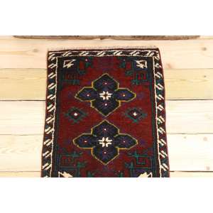 Tapis turc, petit tapis vintage 1,5x2,1 pieds, tapis persan rouge et bleu - Product Image 3
