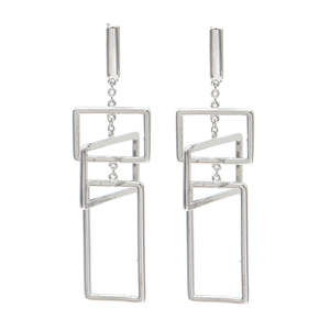 Orecchini Pendenti Geometrici alla Moda in Argento Sterling Placcato - Product Image 1