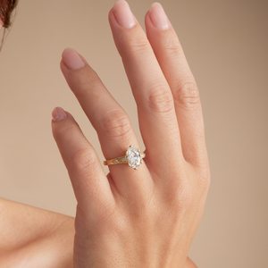 อาร์ตเดคโค14K แหวนทองคำแท้สีเหลืองทองคุณภาพดี2.11CT ตัดวงรีทำจากเพชรหมั้นแหวนของขวัญแต่งงานสำหรับเครื่องประดับงานปาร์ตี้ - Product Image 3