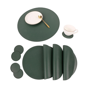 แผ่นหนังรองจานและจานอาหารค่ำแผ่นรองโต๊ะเสื่อหนังคู่แบบพรีเมี่ยม - Product Image 3