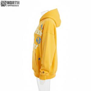 Sudadera con capucha marrón con estampado de letras personalizadas al por mayor 100% algodón sudaderas con capucha pesadas de gran tamaño para hombre Sudadera con capucha con estampado de hojaldre 3D - Product Image 3