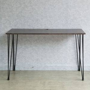 Modern 120x50cm Rubberwood Office <b>Desk</b> with Hairpin Iron Legs and Drawer <b>Solid</b> <b>Wood</b> and Metal Design SPD68213 - Product Image 6