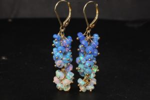 Pendientes de Plata de Ley 925 hechos a mano con cuentas de ópalo azul Natural, joyería de piedra natal para Bodas de mujer, regalo para fiestas - Product Image 3