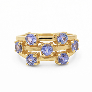 Anillo de Plata de Ley 925 con Tanzanita, Diseño de Universo de Estrella Azul de 7 Piedras, Anillo Moderno de Lujo de 3 Capas para Mujer - Product Image 3
