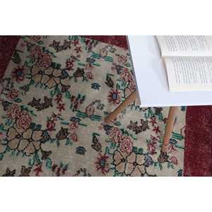 พรมวินเทจขนาด 3.6x6.6 ฟุต พรมตุรกี พรมลายตารางสีแดงทำจากขนสัตว์ - Product Image 5