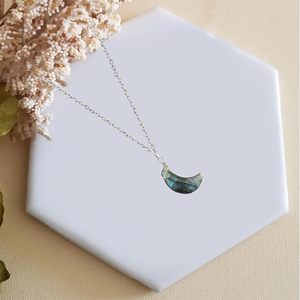 Colgante de luna creciente de estilo bohemio de Plata de Ley 925, cadena de eslabones hecha a mano, collar de labradorita Natural, regalo de fiesta para Cristiano - Product Image 5