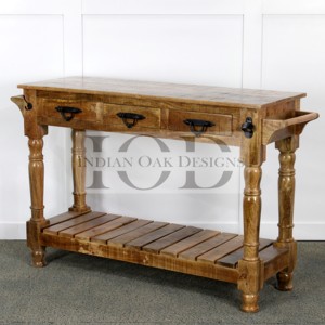 Mesa de consola de madera de mango tallado Industrial con cajones, mesa de entrada terminada, dormitorio, sala de estar, aplicación de almacenamiento - Product Image 5