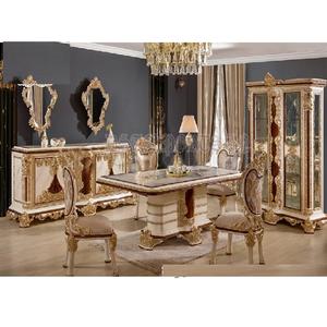 Decoración clásica de escenario de boda Rajwada, Diseño exótico, muebles de comedor tallados a mano, juego de mesa de comedor tallado de estilo turco - Product Image 1