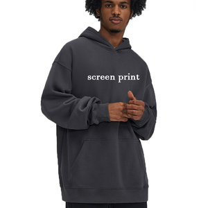 Sudadera con capucha de gran tamaño de satén de algodón 100% de alta calidad para hombre, Sudadera con capucha de manga larga de Cachemira de 450g, sudaderas con capucha para hombre - Product Image 2