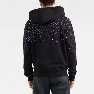 Sweatshirts pull-over personnalisés en molleton de coton épais pour hommes Sweatshirts à capuche colorés ornés de diamants avec strass de haute qualité - Product Image 2