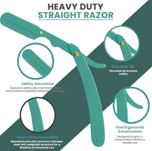 Maquinilla de afeitar de borde recto de peluquero profesional menta 100% Acero inoxidable 100 Paquete de cuchillas en forma de polvo seguridad ANAAIF belleza cuidado Personal - Product Image 3