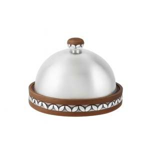 Plato de madera contemporáneo de gran venta con elegantes patas de mármol y tapa de metal para una experiencia gastronómica única a la venta - Product Image 3