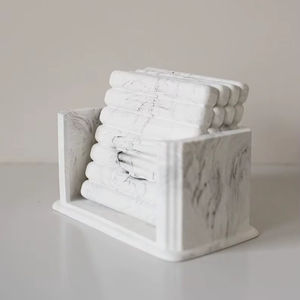 Posavasos Cuadrados de Mármol con Soporte, Juego de 4, Decoración Moderna y Minimalista para Mesa y Mesa de Centro - Product Image 1