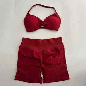 Top cintura alta entrenamiento Scrunch pantalones cortos conjunto deportivo Fitness ropa deportiva conjuntos de mujer 2 piezas conjunto mujer Yoga traje gimnasio sin costuras - Product Image 3