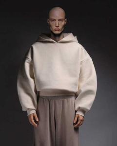 OEM personnalisé DTG imprimé graphique surdimensionné sweat à capuche lourd 100% coton à manches longues bouffantes Boxy Fit sans poche sans cordon de serrage - Product Image 5