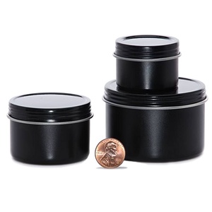 Black Round Tin Cans with Screw Top Customizable Logo Offset Printed Metal Plate for Cookie Lipstick Olive Oil Tea Storage - Product Image 2