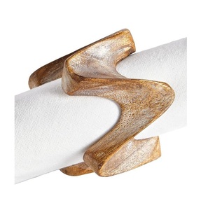 Anneaux de serviette en bois de manguier faits à la main, design d'usine, vente en gros, fabricant, décoration de table, anneaux de serviette de mariage en bois d'acacia - Product Image 3
