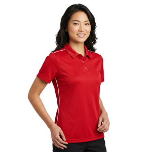 Polo de Punto Rojo de Manga Corta para Hombre, Estilo Deportivo de Secado Rápido, Color Sólido - Product Image 3