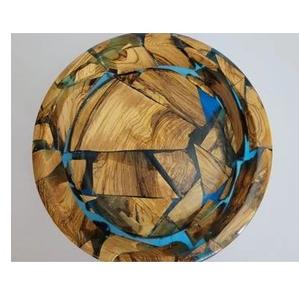 Tazón Artesanal de Madera Ecológico con Detalles en Resina Azul, Centro de Mesa Moderno y Lujoso Hecho a Mano para Oficina, Escritorio, Interiores del Hogar, India - Product Image 2