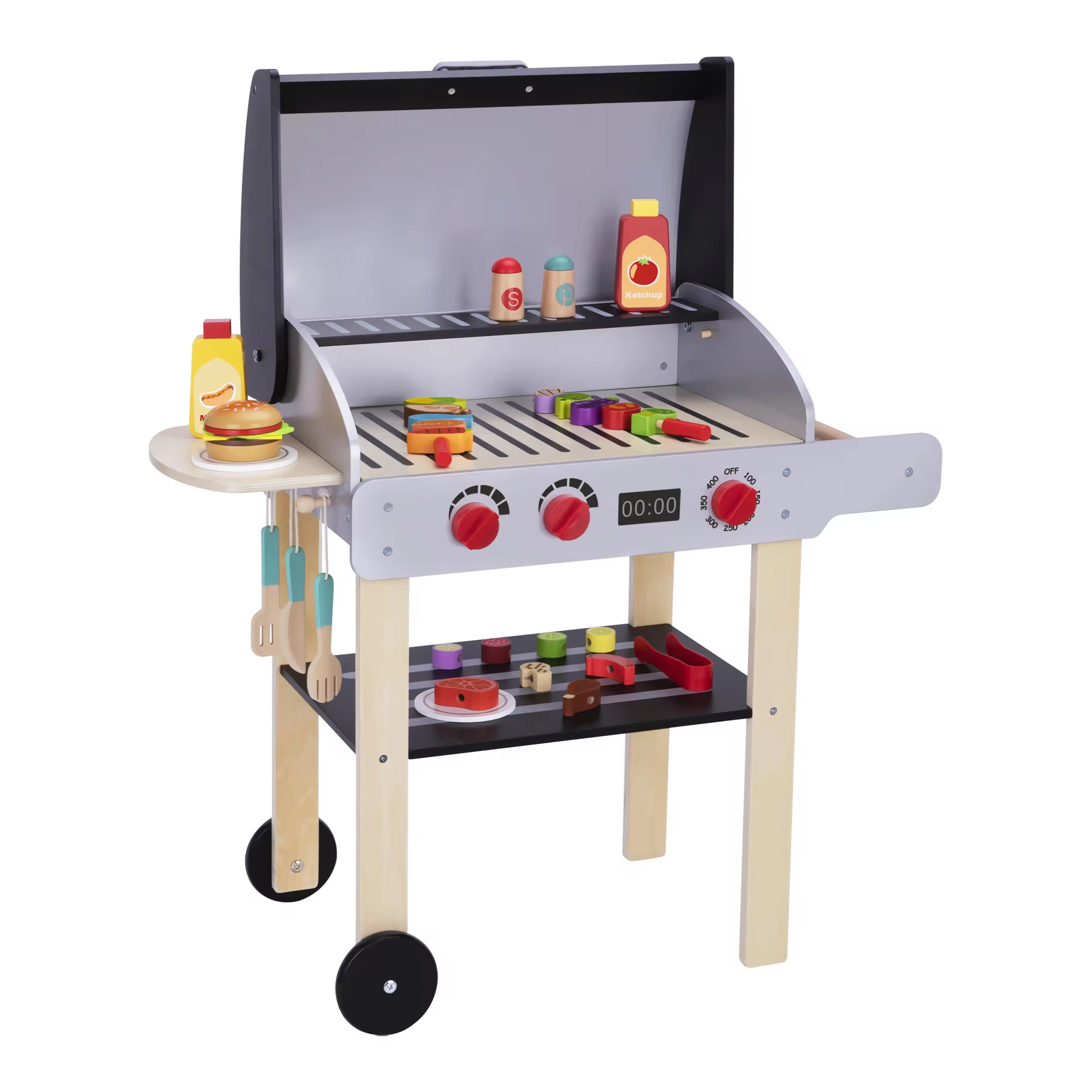 JINGAN Jouets Alimentaires Cuisine 80 Pièces Enfants Cuisine BBQ Fu Role Faisant Jeu Jouets Cuisine Barbecue Grill Coupe Jou Am