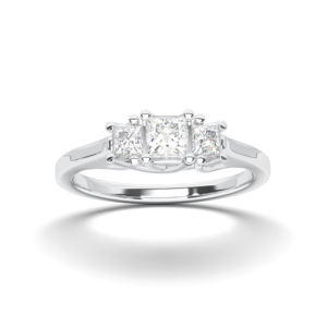 Bague de fiançailles en or massif Moissanite de 0.60 carats E-F/VVS-VS coupe princesse 3 pierres 10K 14K 18K ensemble de broches - Product Image 3