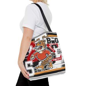 Borsa tote Varsity dal design audace e sportivo, con unico motivo graffiti, manico singolo, chiusura con cerniera, decorazione a lettere, in pelle PU e poliestere - Product Image 4