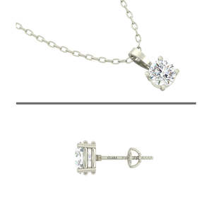 Ensemble de bijoux fins CLARA en argent sterling 925 plaqué rhodium, pendentif rond, boucles d'oreilles, collier avec chaîne, cadeau pour femmes et filles - Product Image 2