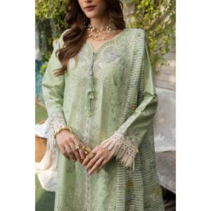 Completo da donna ricamato in tessuto lawn Mehm Mint Bliss MBN-06 - Product Image 6