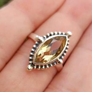 Navya Craft 925 Sterling Silver Boho <b>Statement</b> <b>Ring</b> Citrine Marquise Yellow Gemstone Oval Cut Sizes 4-14 US November Jewelry - Product Image 4