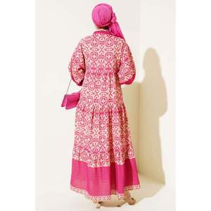 Robe superposée à demi-boutons Fuchsia - Product Image 3